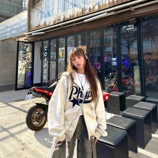 现货~韩国潮牌字母星星拉链秋季卫衣外套男女同款休闲上衣裴真率