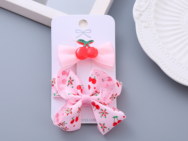 Girl's Sweet Cherry Strawberry Bow Knot Cloth Hair Clip display picture 4