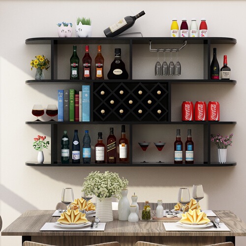 Modern Minimalist Wall-Mounted Wine Cabinet, Wall Shelf, Rhombus Wine Rack, Restaurant Wall-Hung Wine Cabinet Style Red Wine Rack