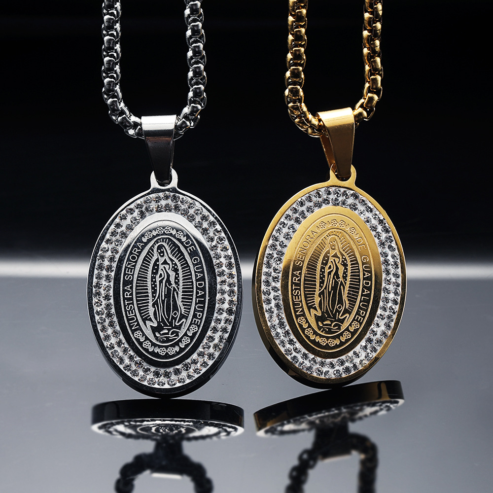 16g Weight Rhinestones Inlay Material Pendant Necklace Classification box chain Chain Type 1 Piece Quantity Classic Style Geometric Titanium Steel Plating Inlay Rhinestones Unisex Pendant Necklace