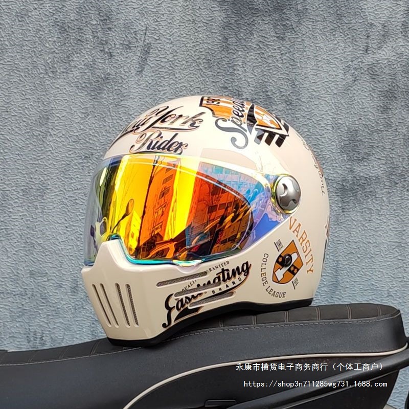 3C Certified Motorcycle Harley Retro Helmet Men and Women Cruise Full Helmet
