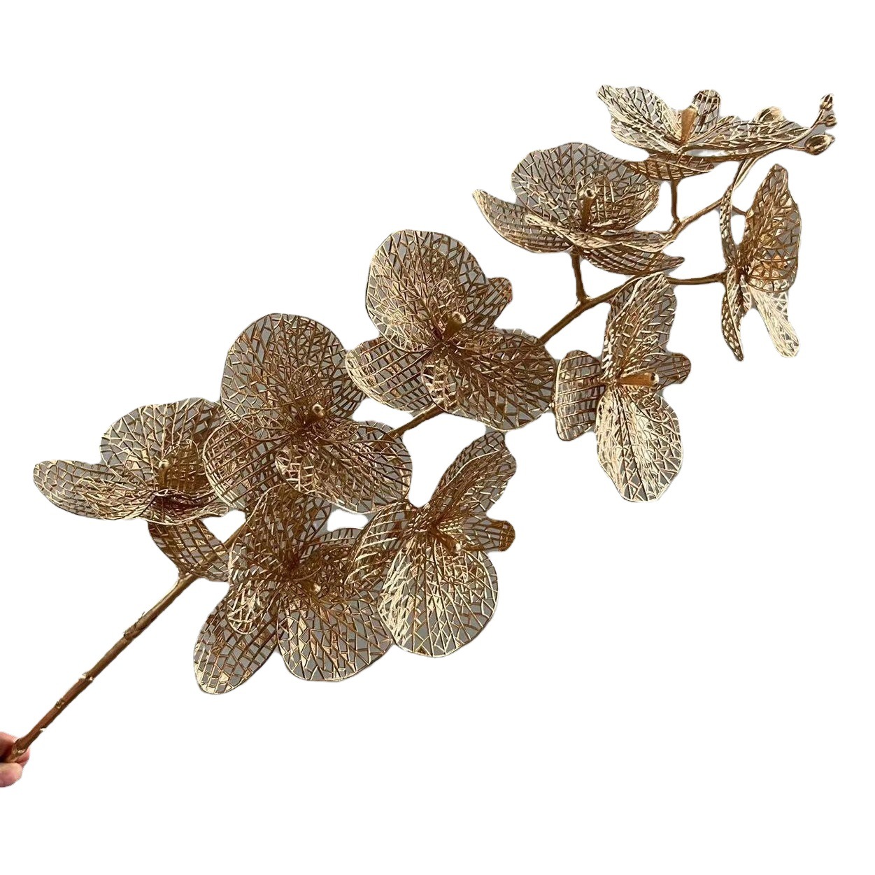Serie de oro flor artificial Phalaenopsis boda decoración del techo artificial flor artificial accesorios de tiro fábrica al por mayor