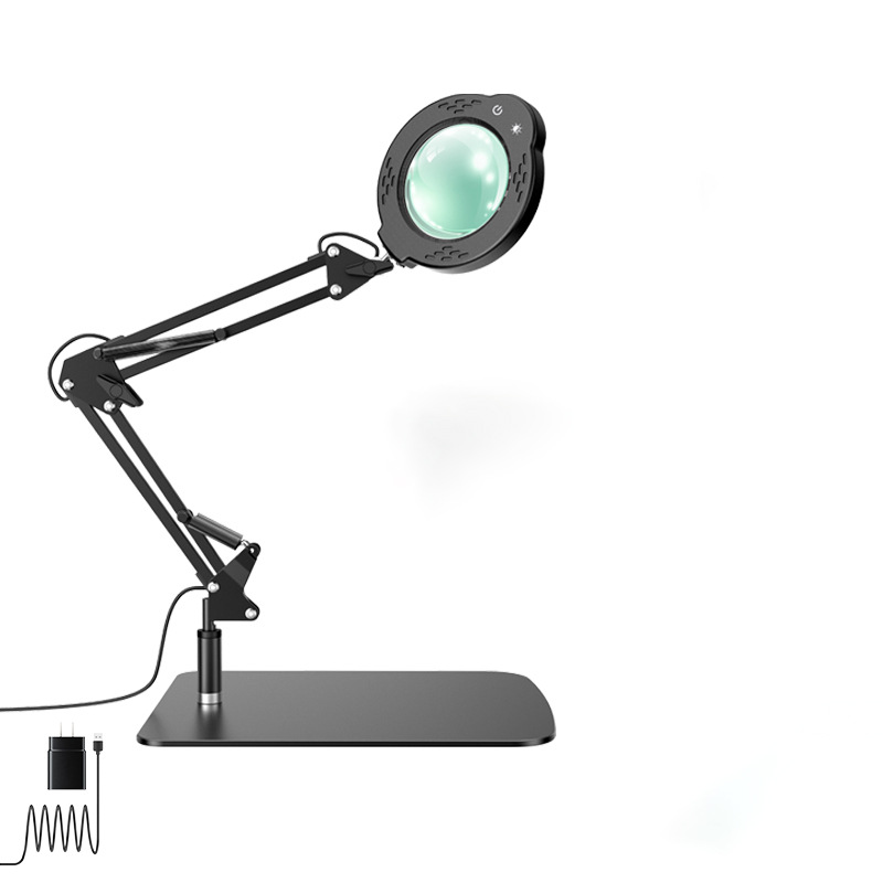 Lámparas de escritorio LED de 5 colores, lupa de temperatura, dos en uno, reparación y soldadura de uñas, protección de ojos USB.