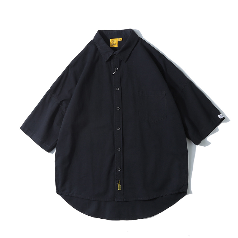 Southern Summer Dress 2023 Summer New Solid Color Basic Lapel Shirt Japanese Vintage Cardigan Short Sleeve Shirt for Men