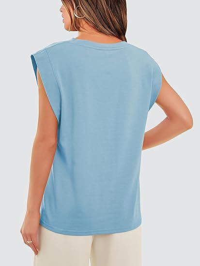 210g Weight Sleeveless Sleeve Length Pullovers Placket Type Raglan Sleeve Sleeve Type Cotton Fabric Type Long Top Length T-shirt Tops Type Holiday, Daily Occasion Round Neck Neckline Loose Fit Type Stripe, Solid Color Pattern Summer, Spring Season Women's Gender Casual Style Wholesale Women's Casual Stripe Solid Color Sleeveless T-Shirts 27