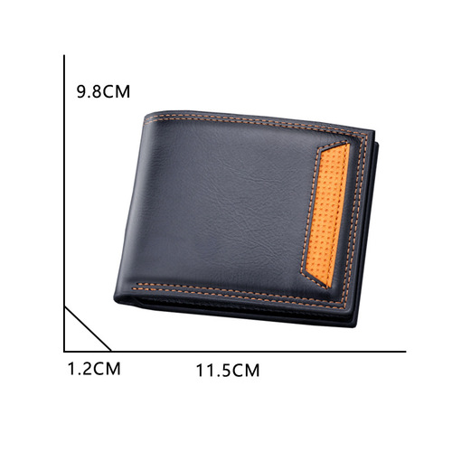 Wallet men's short European and American wallet men's multi-card slot card holder fashion solid color wallet horizontal style can hold driver's license