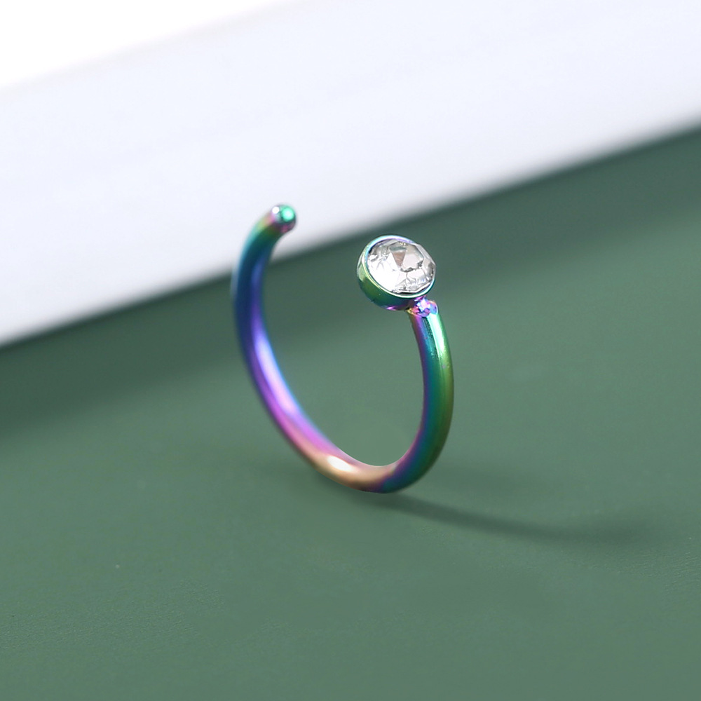 niche piercing C-shaped stainless steel rhinestone nose ring diamond nose nail jewelry