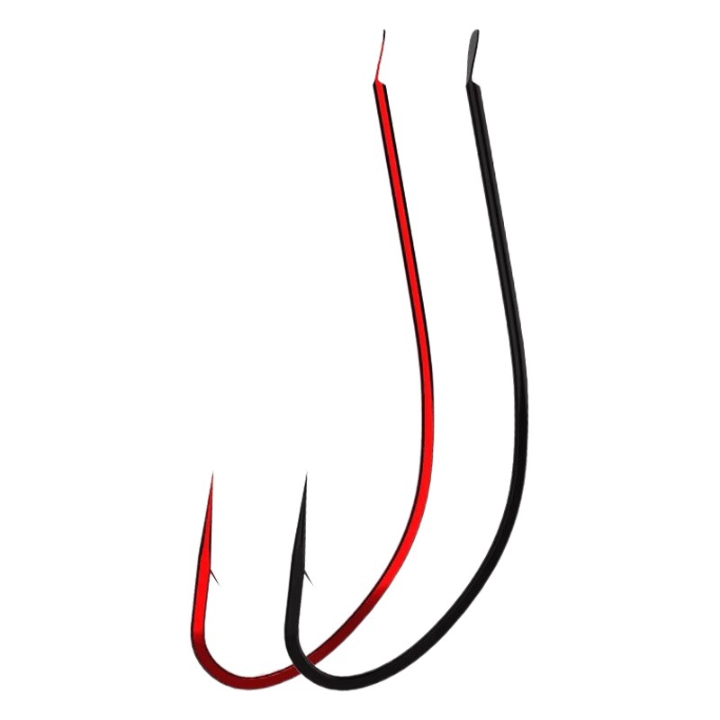 110C Akita Fox with barbed Japanese imported bulk fish hook red long handle thin stripe white stripe Carp Hook thin stripe hook