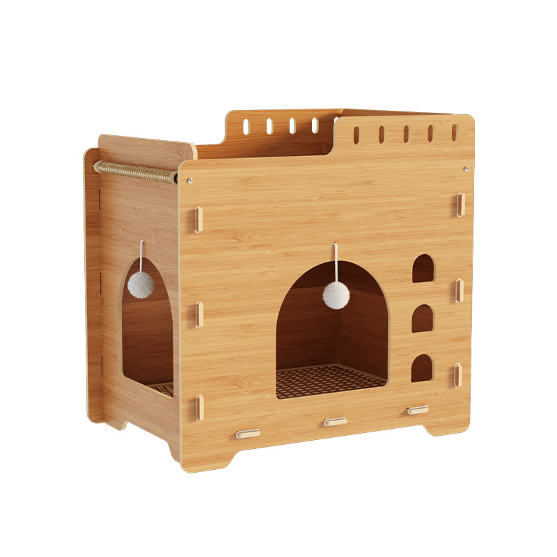 Cama para gatos, tablero de agarre para gatos, todo en uno, resistente al desgaste, sin astillas, casa de escape vertical de doble capa, gato de juguete de madera, cama para gatos con sisal
