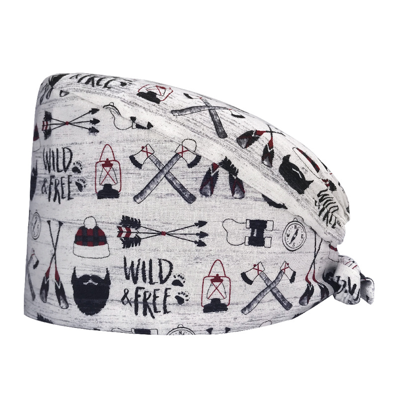 Sombrero de flores de algodón con estampado de dibujos animados, toalla absorbente para el sudor, sombrero de estudio médico, sombrero de enfermera UCI, envío directo de AliExpress