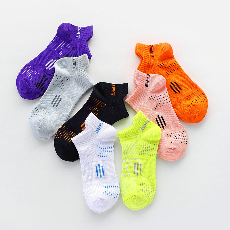 Socks Women's Summer Thin Breathable Mesh Thickened terry Bottom Sweat Absorbing Candy Color Short Socks Marathon Socks Sport Boat Socks