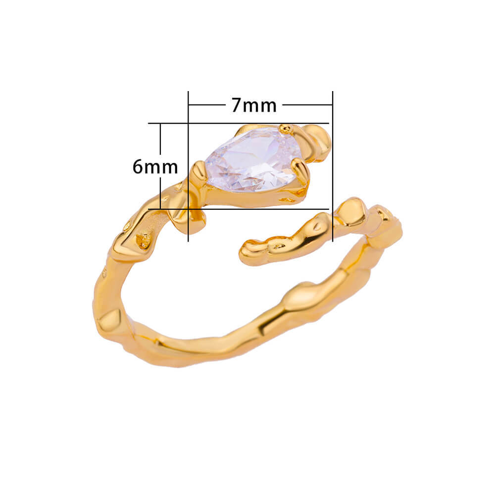 10g Weight Zircon Inlay Material Rings Classification Adjustable Ring Size 1 Piece Quantity Daily Occasion Copper Material Irregular, Heart Shape Pattern All Seasons Season Women's Gender Plating Design Elegant, Simple Style Style Wholesale Jewelry Elegant Simple Style Irregular Heart Shape Copper Zircon Plating Rings 42