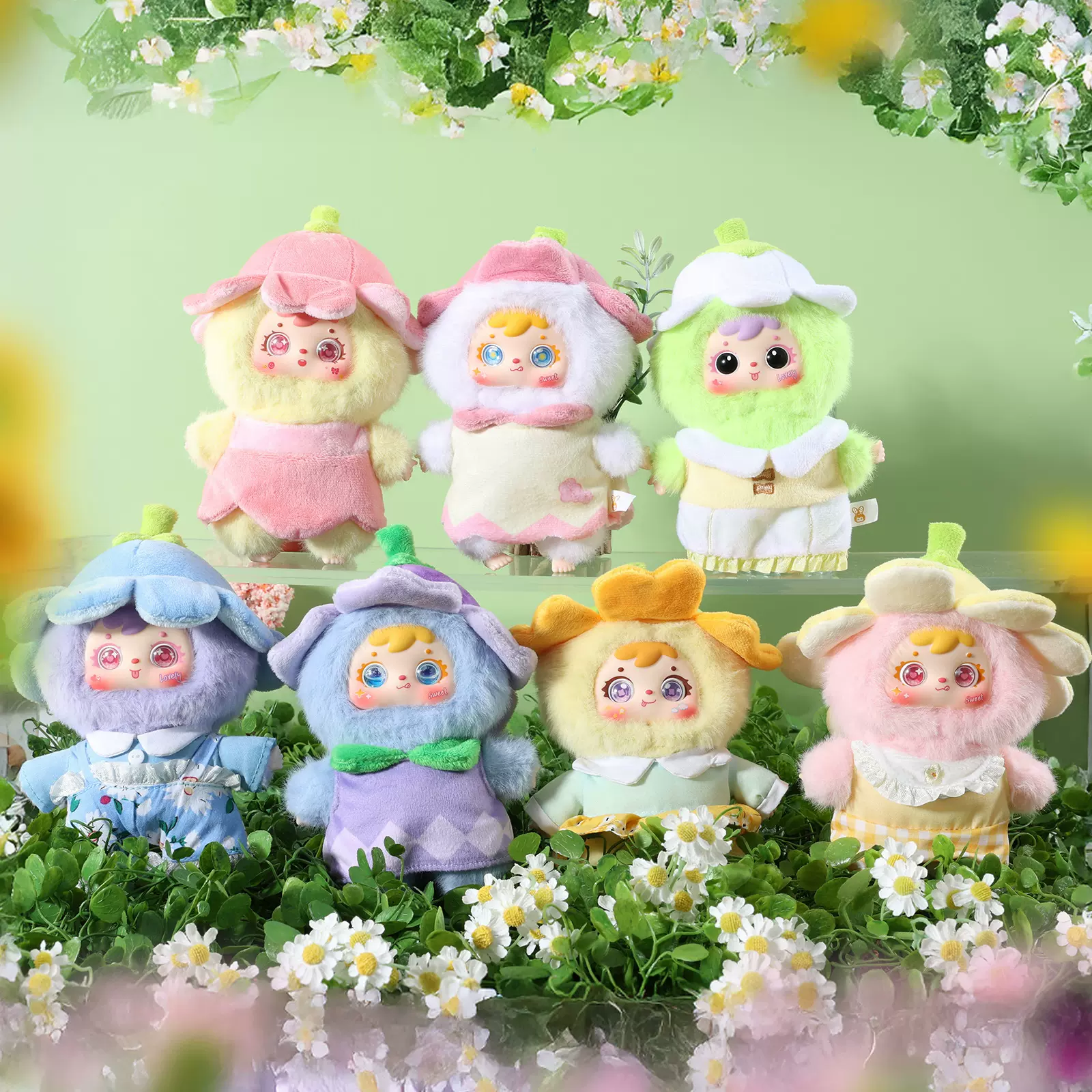 萌趣可爱三小毛花影流光毛绒盲盒玩具公仔厂家直销女孩包包小挂件