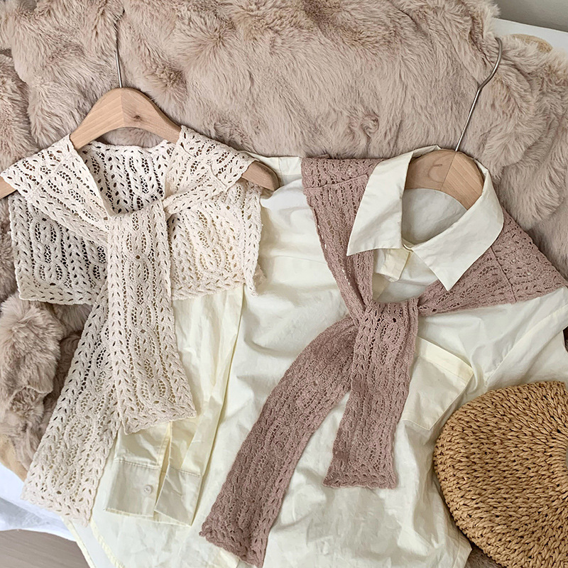 Chal de punto de alta sensación 2025 nueva decoración hueco delgada con falda camisa de hombro chal al por mayor