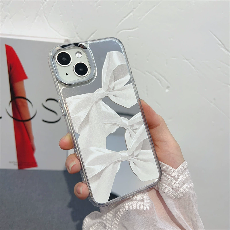 Яблоко, совместимо с iPhone 13 белого цвета с бантом, iPhone13 Pro, милый чехол для телефона, iPhone, защита от падения