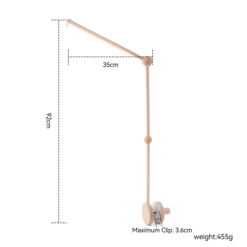 Soporte de campana de cama grande para niños de estilo caliente transfronterizo, soporte sin perforaciones para el borde de la cama de campanilla de viento de madera, estante ajustable para bebé