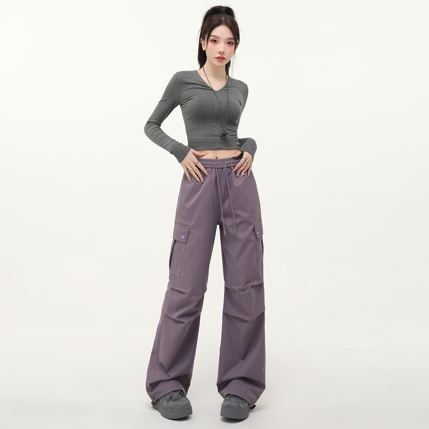 American Functional Thick Workwear Pants for Women, Autumn and Winter Thick Hiking and Mountaineering Paratrooper Pants, Casual Sports Pants