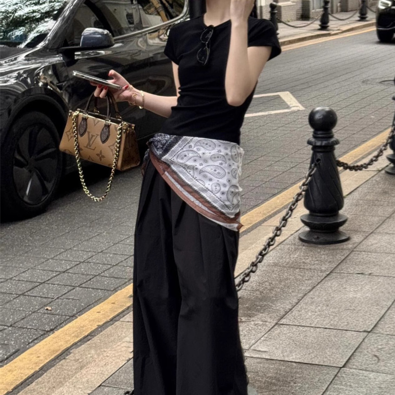 法式复古腰果花系腰丝巾腰带女高级感配裤子屁帘气质方巾出街配饰|undefined