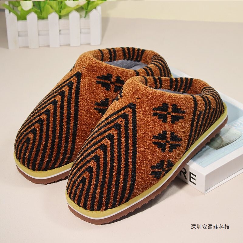 Handmade Winter New Gold Velvet Cotton Slippers Thickeneded and Warm Hand-Woven Indoor Non-Slip Handmade Cotton Slippers