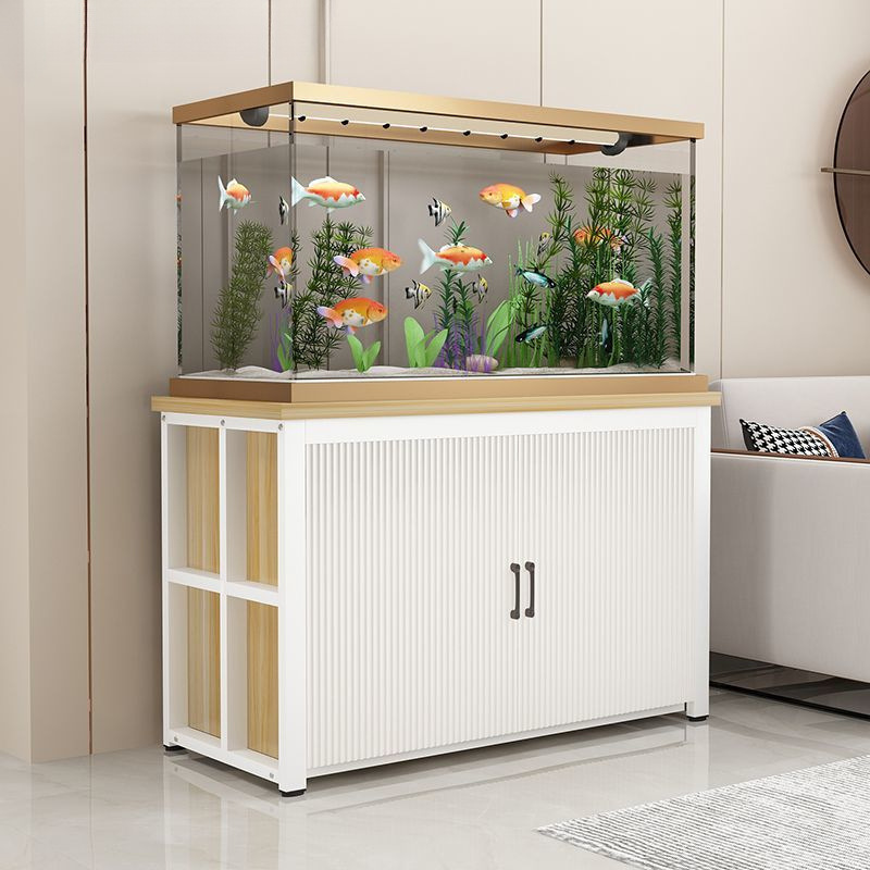 Fish Tank Cabinet Household Metal Load-Bearing Solid Wood Shelf Living Room Partition Storage Locker Fish Tank Base Bottom Cabinet