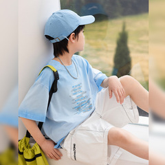 2025夏の新型染めグラデーション男児半袖tシャツ純綿パンダ丸子供夏服上着卸売り