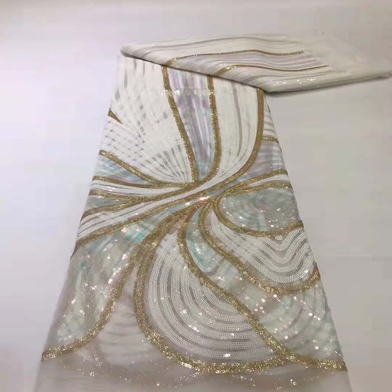Moda elegante lentejuelas vestido bordado vestido de novia tela de encaje de alta calidad JX1863 image 10
