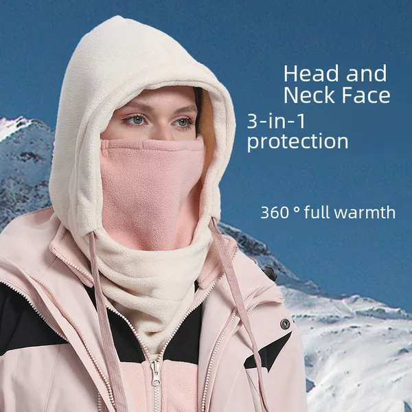 Autumn and winter ski warm headgear windproof cold outdoor fleece-lined thick riding mask face hat women wholesale