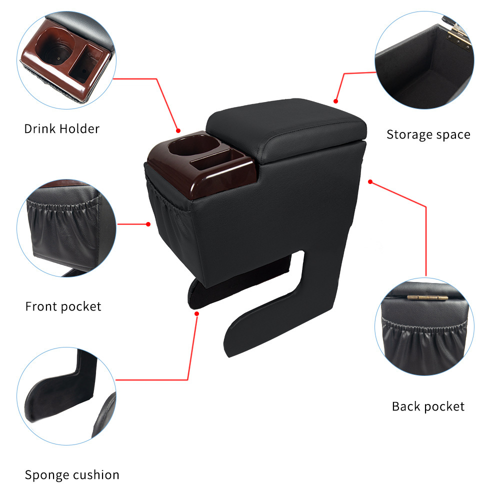 Universal Car Armrest Box No-Drill Modification Car Central Plastic Armrest Box Armrest Box
