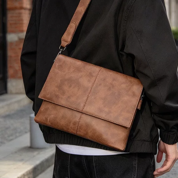 Men's Shoulder Bag Casual Trendy Bag Crossbody Bag Men's Small Bag Soft Leather Simple Youth Business Multifunctional Sports Backpack