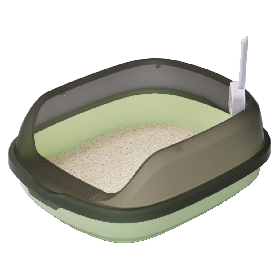 Lavabo de plástico para gatos de gran tamaño anti-salpicaduras semicerradas inodoro para gatos abierto lavabo para arena para gatos suministros para gatos jóvenes