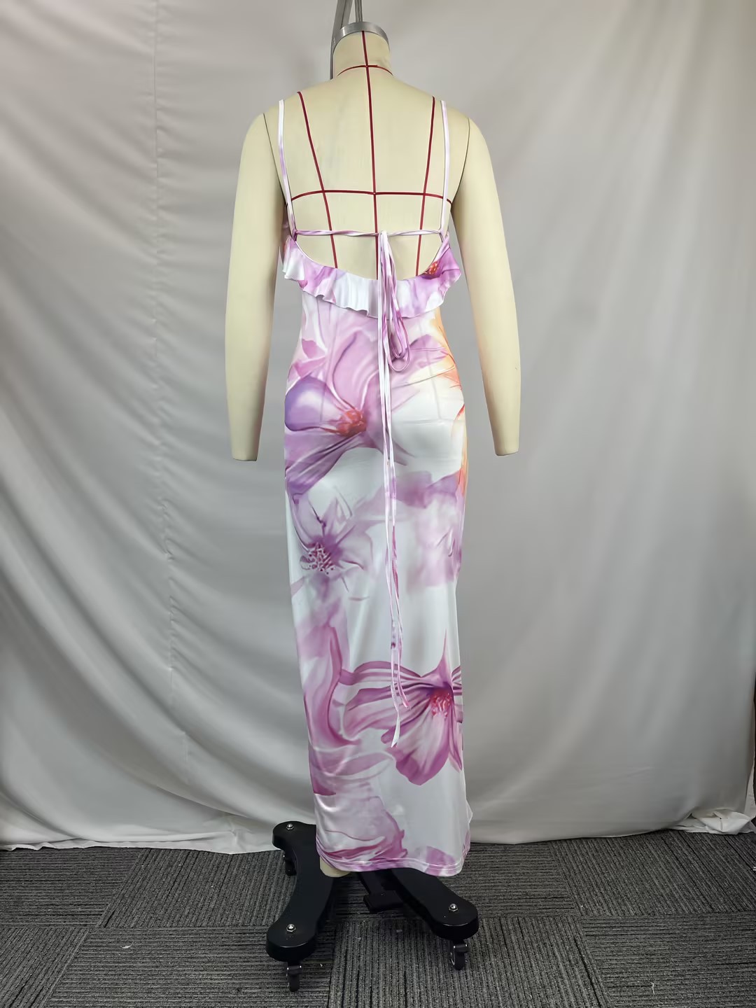 Elegant Floral Maxi Dress – Women’s V-Neck Slit Dress For Vacation & Beach Getaways_ecoleips.com