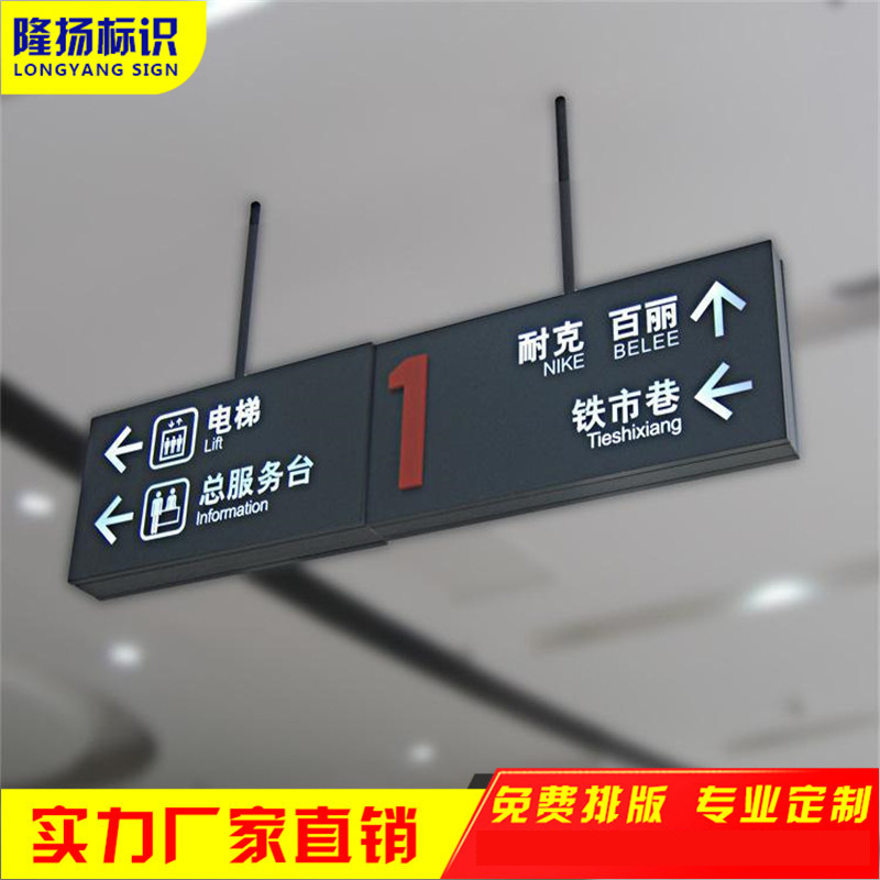 镂空灯箱吊牌指示灯箱超市收银台LED悬挂式铝制商用门头广告牌