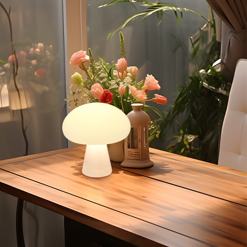 Cross-border Denmark Cream Mushroom Rechargeable Table Lamp Rechargeable Living Room Study Bedroom Bedside Decorative Atmosphere Lamp Wholesale