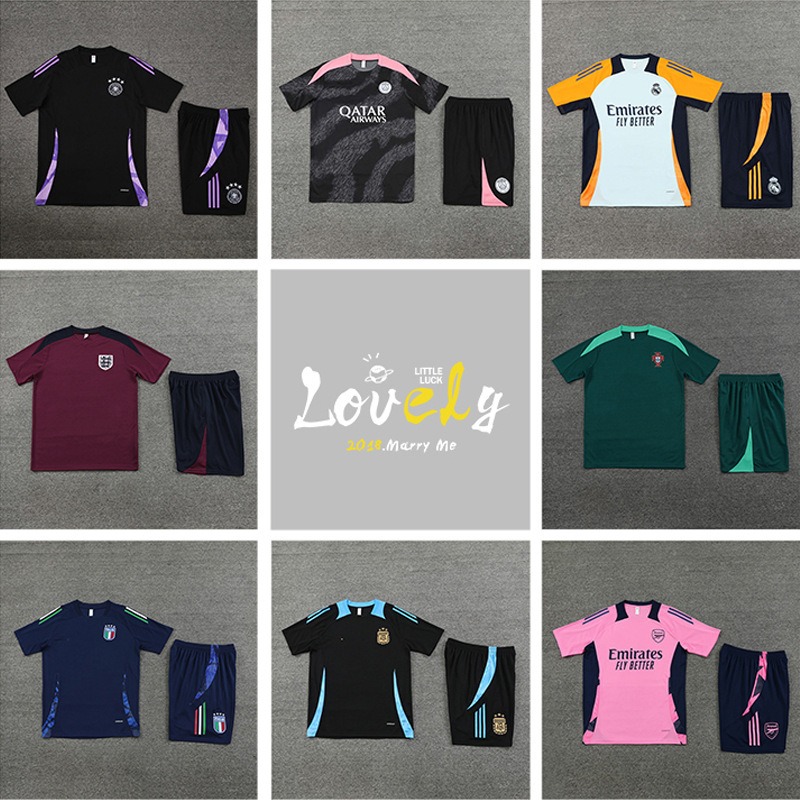 Portugal Short-Sleeved Training Uniforms England Paris Germany Brazil Pre-Match Sports Football Uniforms Jersey Wholesale