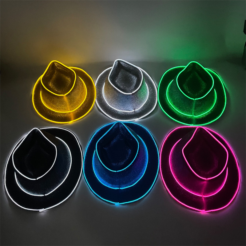 LED luminoso esquinilla sombrero sombrero de jazz plástico rosa disfraz de Halloween carnaval espectáculo sombrero de fiesta accesorios
