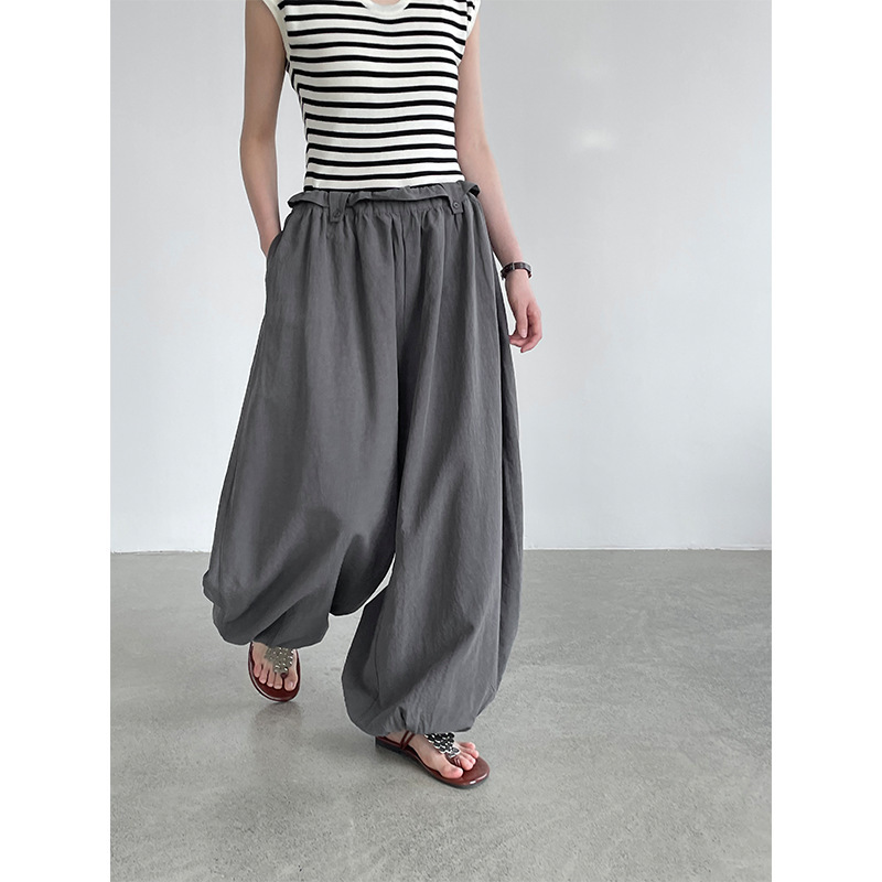 Taochuan Korean-Style Drawstring Balloon Casual Pants for Women, Summer Hot-Selling Loose Wide-Leg Long Pants 26031 Taochuan Korean-Style Drawstring Balloon Casual Pants for Women, Summer Hot-Selling Loose Wide-Leg Long Pants 26031