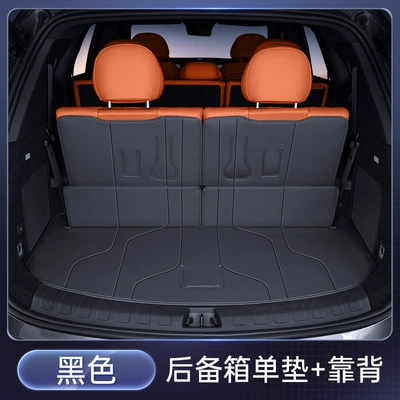 Trunk Mat: Mat, Fully Enclosed Trunk - black-single-cushion-back-cushion-jietu-shanhai-l7plusfive-seats