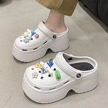 2025可爱包头防滑不臭EVA高跟8.0洞洞鞋女士夏季新款松糕厚底沙滩