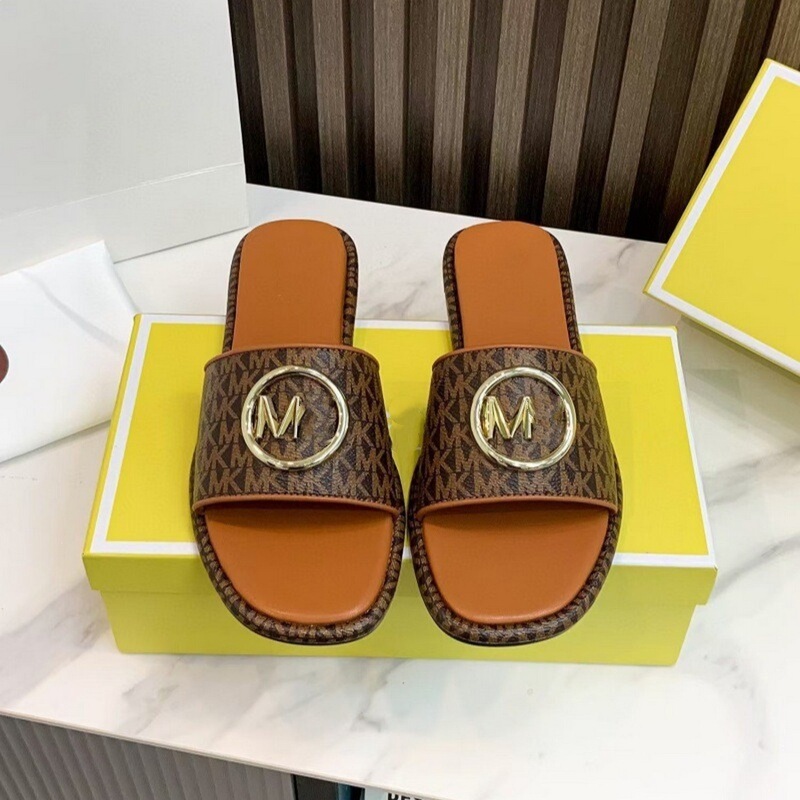 2026 Cross-Border Foreign Trade Hot-Selling European and American Style Metal Logo Printed Slip-On Slippers for Women Wholesale