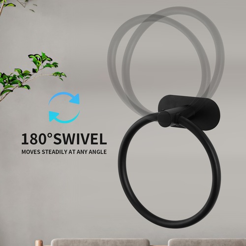 Cross-border 304 stainless steel bathroom towel ring towel rack bathroom hotel toilet hooks square towel ring