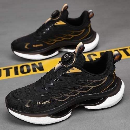 Zapatos de hombre, zapatillas de deporte transpirables, suela de palomitas de maíz para hombre, botones giratorios antideslizantes, zapatos para correr, superficie de cuero, comuníquese con el servicio al cliente