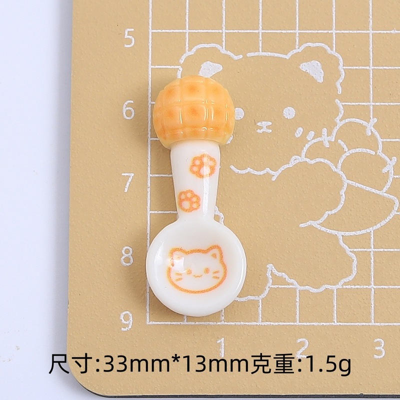 卡通面包勺子食玩可爱手工diy饰品配件奶油胶树脂小配件发夹材料|undefined