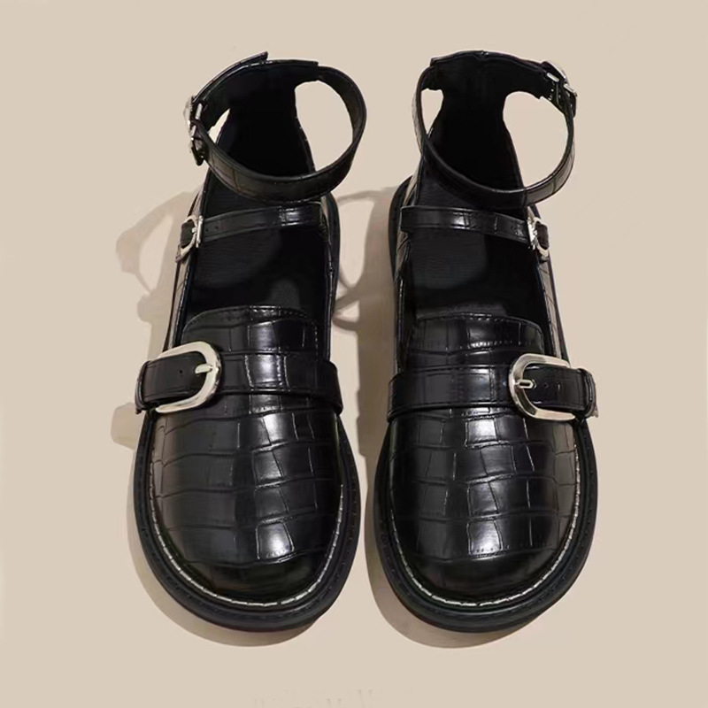 小皮鞋四季款日系复古lolita一字扣带低跟方根洛丽塔单鞋女乐福鞋