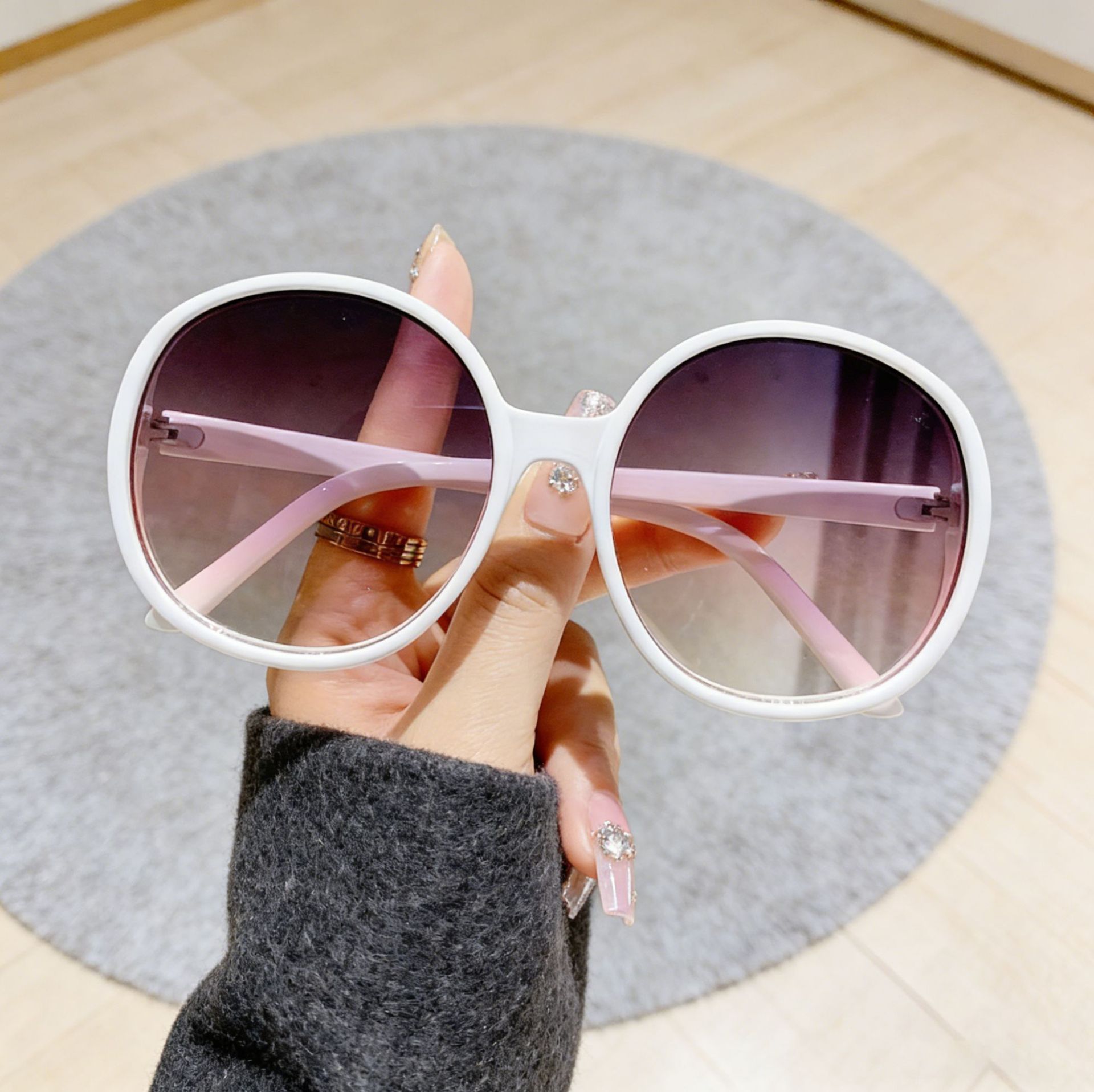 Oversized Round Sunglasses For Men And Women Uv Protection Fashion_voghion.com