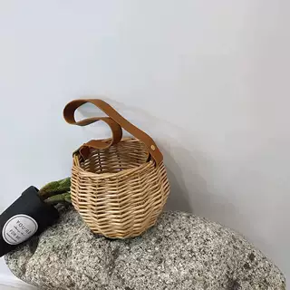 ins柳编手提篮凹造型小篮子拍照道具田园野餐儿童手拎篮筐花篮子