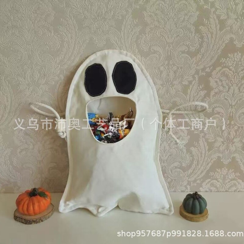 跨境创意可爱鬼糖果袋万圣节鬼肩包图案不给糖就捣蛋儿童糖果袋|undefined
