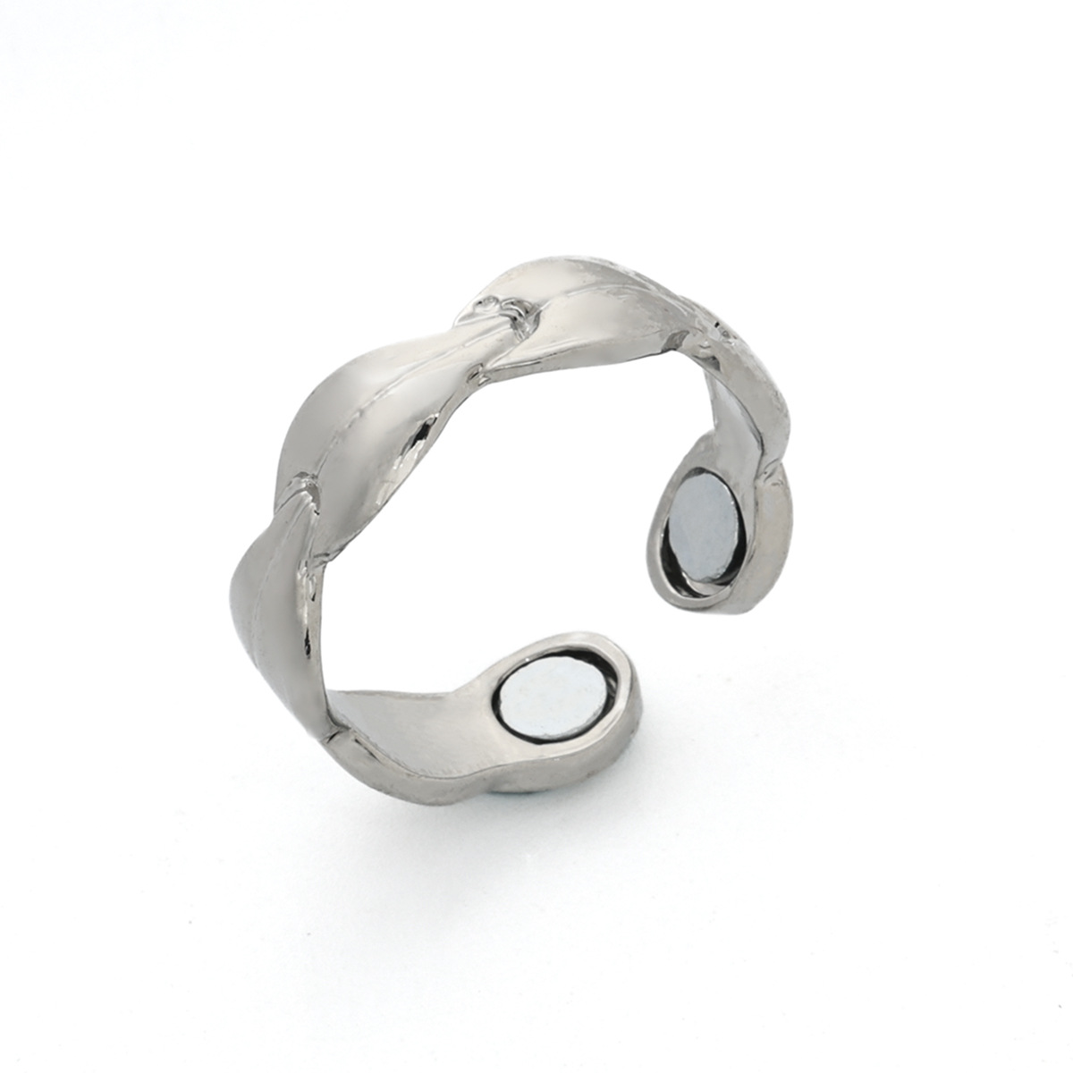 Pulseras de pareja populares europeas y americanas, joyería de metal con superficie lisa, magnética, ajustable y de extremo abierto para hombres y mujeres.