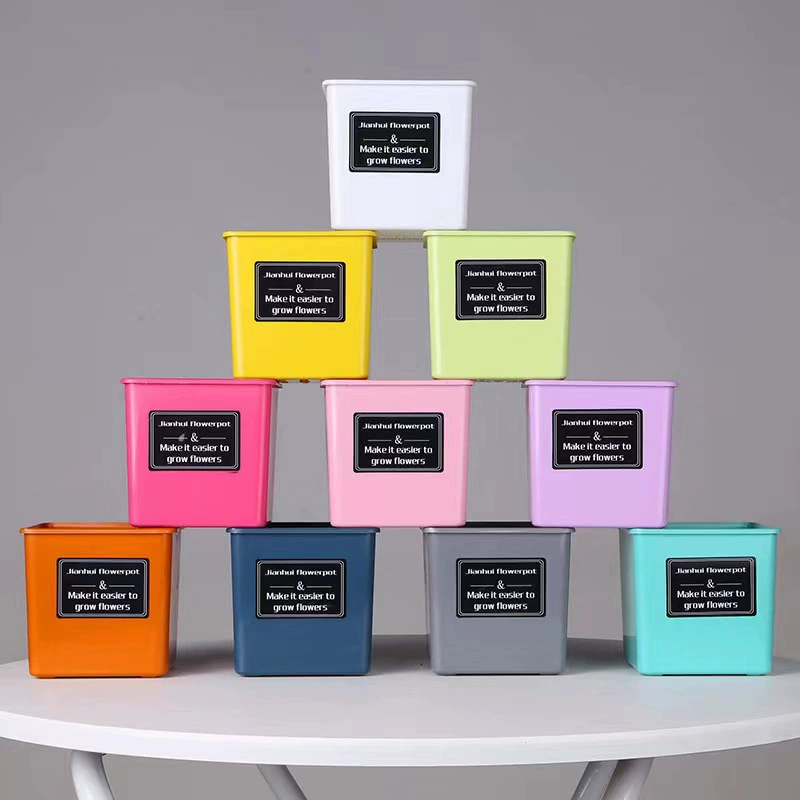 Конфеты красочный пластиковый цветочный горшок Creative Square Настольный простой сочный ленивый горшок для дома дети посадка овощного горшка
