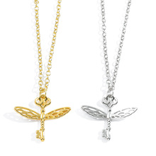 创意新款翅膀项链女韩版哈利波特魔法钥匙锁骨链蜻蜓造型吊坠