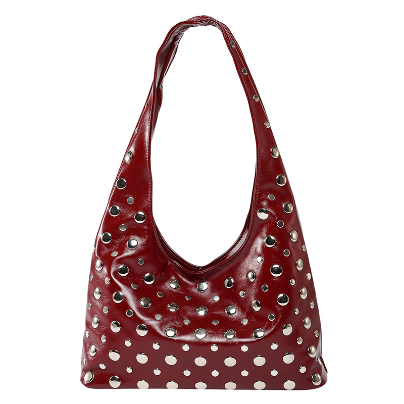 Bolso de axila de textura transfronteriza 2025 primavera y verano nuevo bolso femenino bolso de niña caliente dulce y fresco bolso de hombro con remache gypsophila
